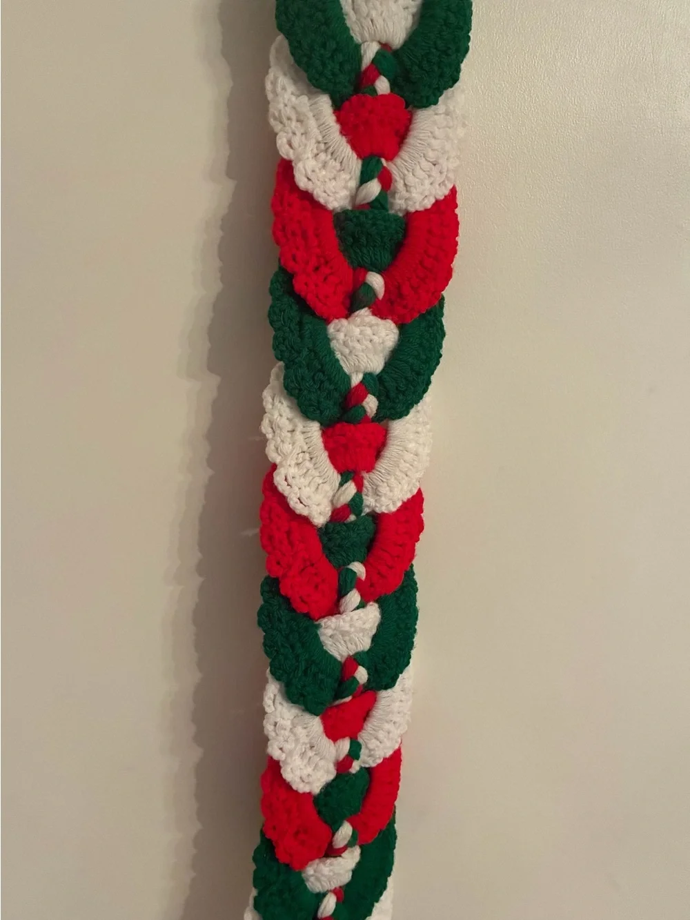 Vintage Hand Crochet Christmas Door Hanger Jingle Bells Garland Holiday Decor